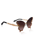 Celebrity Pink Gold-Toned Metal Rimless UV Protected Butterfly Wing Sunglasses For Women CL122GD-PK