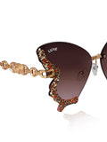 Celebrity Pink Gold-Toned Metal Rimless UV Protected Butterfly Wing Sunglasses For Women CL122GD-PK
