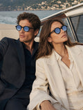 Prime Blue Round One Size Plastic UV Sunglasses-OL100BL