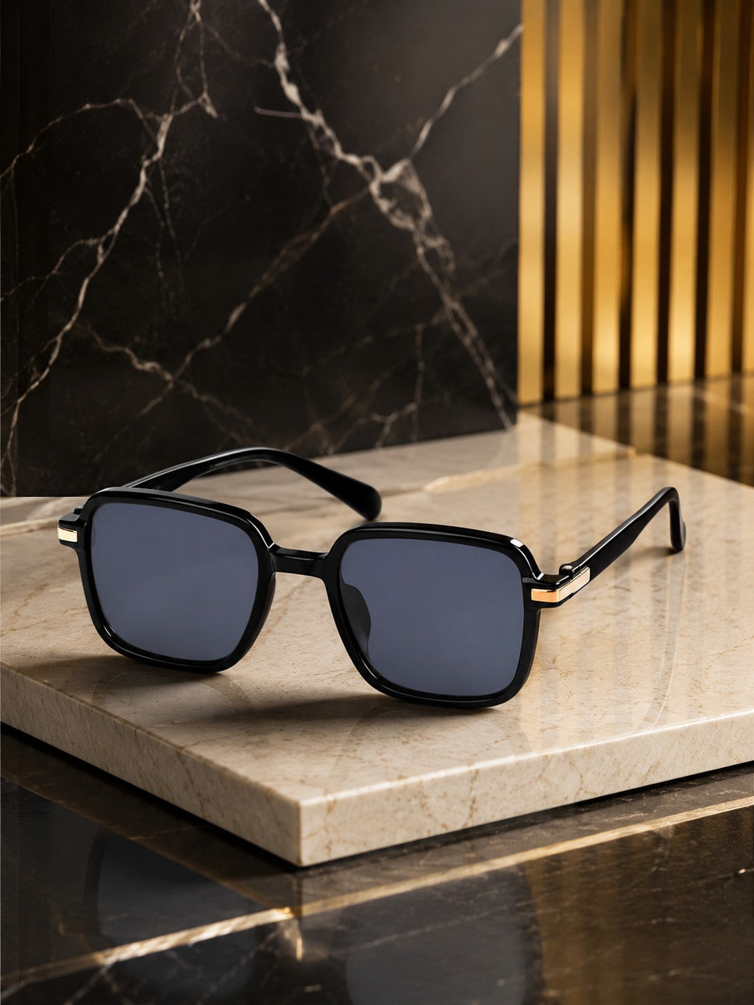 Prime Black Square One Size Plastic UV Sunglasses-OL122BK