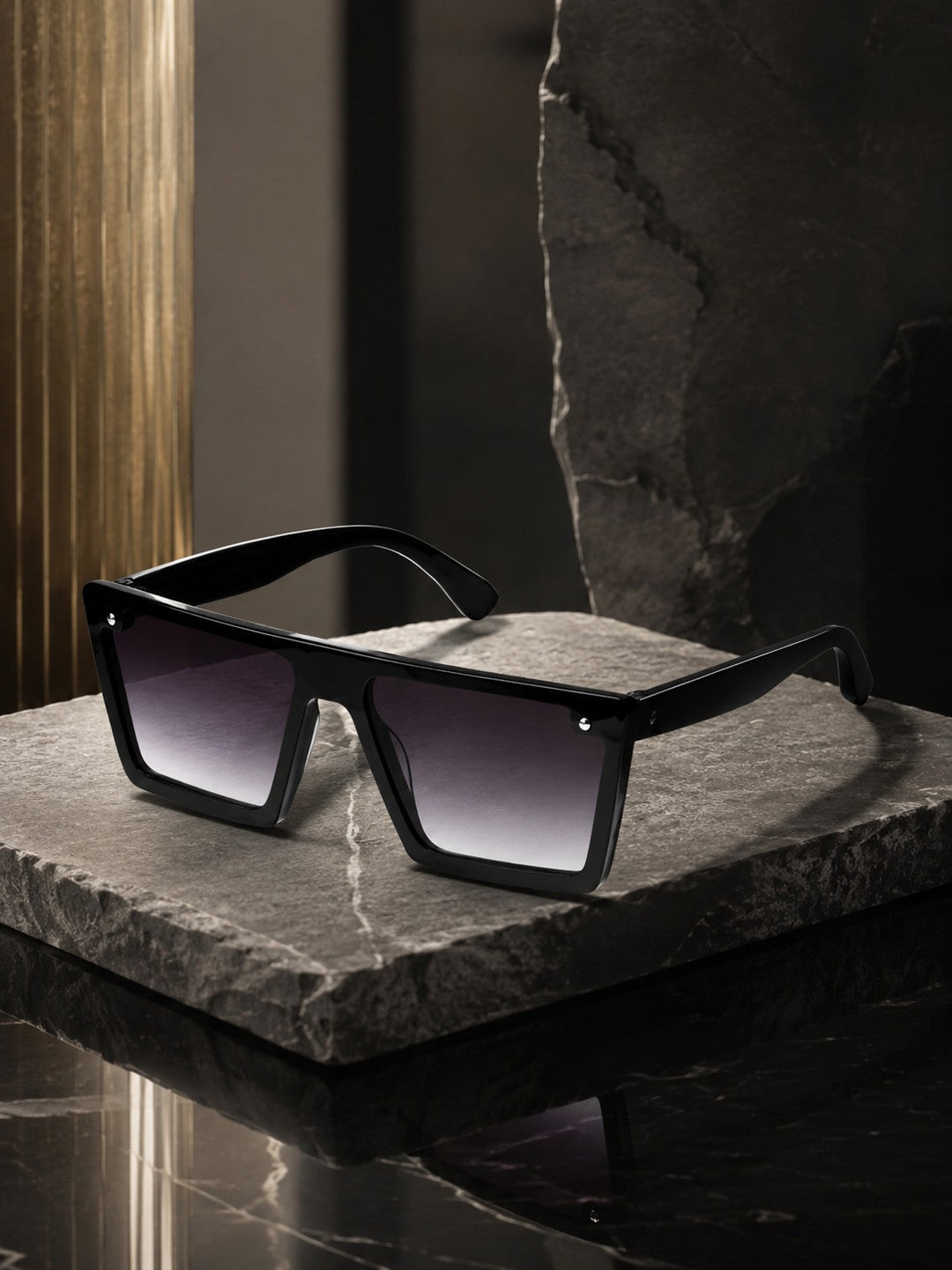 Prime Black Oversized One Size Plastic UV Sunglasses-OL109BK