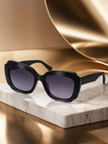 Prime Black Oversized Square One Size Plastic UV Sunglasses-OL118BK