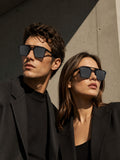 Prime Black Geometric Square One Size Plastic UV Sunglasses-OL113BK