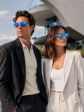 Prime Blue Browline One Size Metal UV Sunglasses-OL107BL
