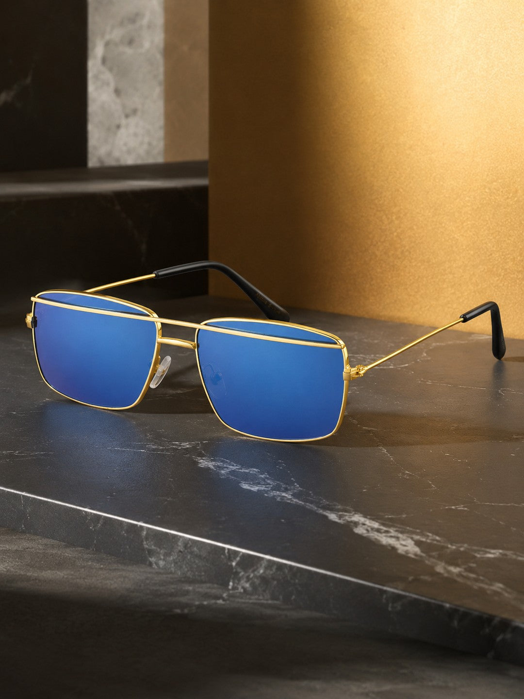 Prime Blue Square One Size Metal UV Sunglasses-OL110BL