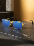 Prime Blue Square One Size Metal UV Sunglasses-OL110BL