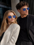 Prime Blue Geometric Hexagonal One Size Metal UV Sunglasses-OL104BL