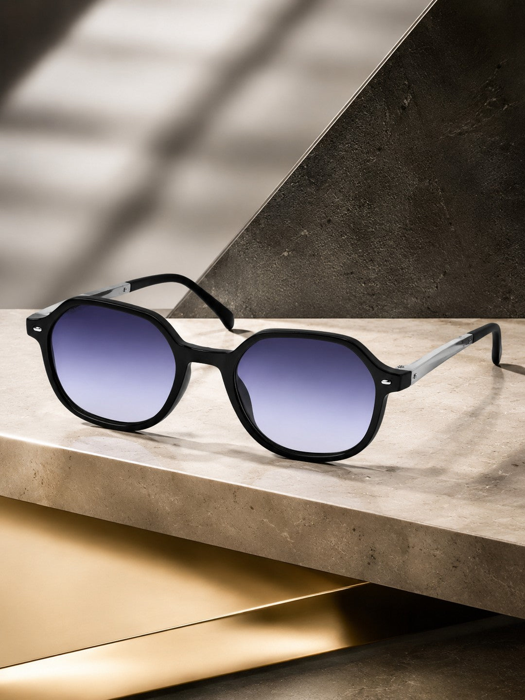 Prime Black Round One Size Plastic UV Sunglasses-OL119BK