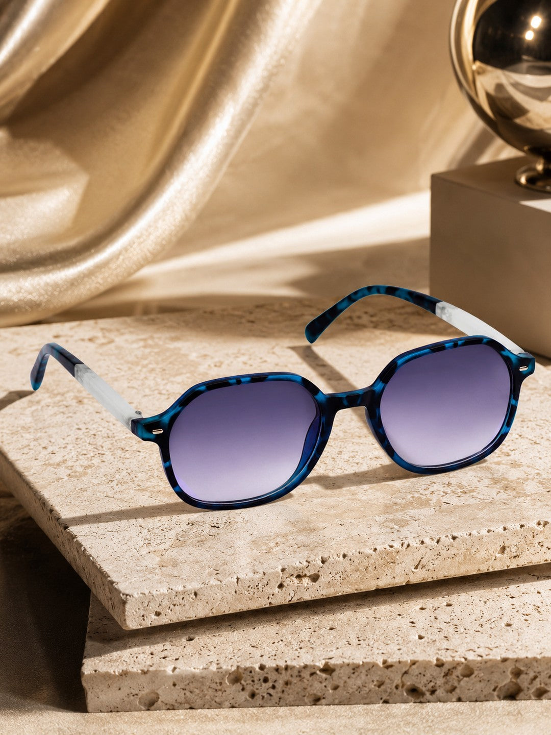 Prime Blue Round One Size Plastic UV Sunglasses-OL120BL