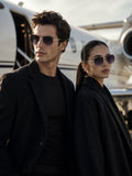 Prime Black Aviator One Size Metal UV Sunglasses-OL121BK