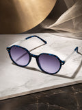 Prime Blue Round One Size Plastic UV Sunglasses-OL119BL