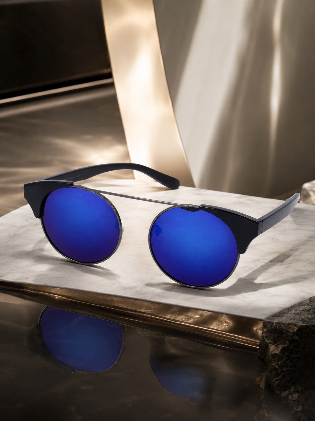 Prime Blue Rectangle One Size Plastic UV Sunglasses-OL102BL