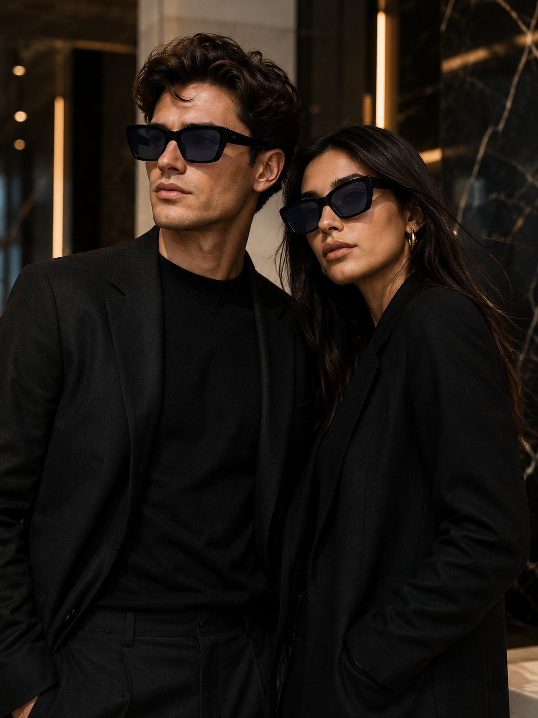 Prime Black Oversized Square One Size Plastic UV Sunglasses-OL117BK