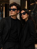 Prime Black Oversized Square One Size Plastic UV Sunglasses-OL117BK
