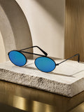 Prime Blue Oval One Size Metal UV Sunglasses-OL108BL
