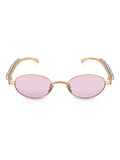 Celebrity Pink Gold-Toned Metal Rimless UV Protected  Oval Luxe Sunglasses For Women CL116PK