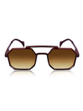 Prime Brown Geometric Hexagonal One Size Plastic UV Sunglasses-OL115BR