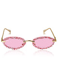 Celebrity Pink Gold-Toned Metal Rimless UV Protected  Crystal Oval Sunglasses For Women CL156PK