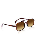 Prime Brown Geometric Hexagonal One Size Plastic UV Sunglasses-OL115BR