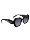 Prime Black Oversized Square One Size Plastic UV Sunglasses-OL118BK