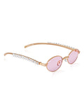 Celebrity Pink Gold-Toned Metal Rimless UV Protected  Oval Luxe Sunglasses For Women CL116PK