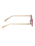 Celebrity Pink Gold-Toned Metal Rimless UV Protected  Crystal Oval Sunglasses For Women CL156PK