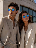 Prime Blue Geometric Hexagonal One Size Metal UV Sunglasses-OL104DB
