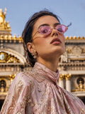 Celebrity Pink Gold-Toned Metal Rimless UV Protected  Crystal Oval Sunglasses For Women CL156PK