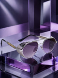 Prime Blue Round One Size Metal UV Sunglasses-OL152BL