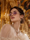 Celebrity Pink Gold-Toned Metal Rimless UV Protected  Oval Luxe Sunglasses For Women CL116PK