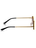 Celebrity Clear Gold-Toned Metal Rimless UV Protected  Crystal Oval Sunglasses For Women CL157TP