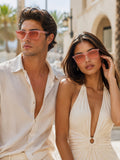Prime Red Rectangle One Size Plastic UV Sunglasses-OL142RD