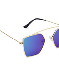 Prime Blue Geometric Hexagonal One Size Metal UV Sunglasses-OL104DB