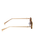 Celebrity Brown Gold-Toned Metal Rimless UV Protected  Crystal Oval Sunglasses For Women CL155BR