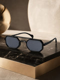 Prime Black Geometric Hexagonal One Size Plastic UV Sunglasses-OL114BK