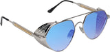 Prime Blue Round One Size Metal UV Sunglasses-OL153BL