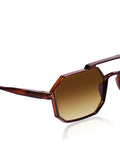 Prime Brown Geometric Hexagonal One Size Plastic UV Sunglasses-OL115BR