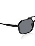 Prime Grey Geometric Hexagonal One Size Plastic UV Sunglasses-OL115GY