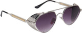Prime Blue Round One Size Metal UV Sunglasses-OL152BL
