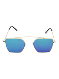 Prime Blue Geometric Hexagonal One Size Metal UV Sunglasses-OL104DB