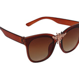 Prime Brown Cate-eye One Size Plastic UV Sunglasses-OL126BR