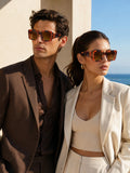 Prime Brown Rectangle One Size Plastic UV Sunglasses-OL149BR