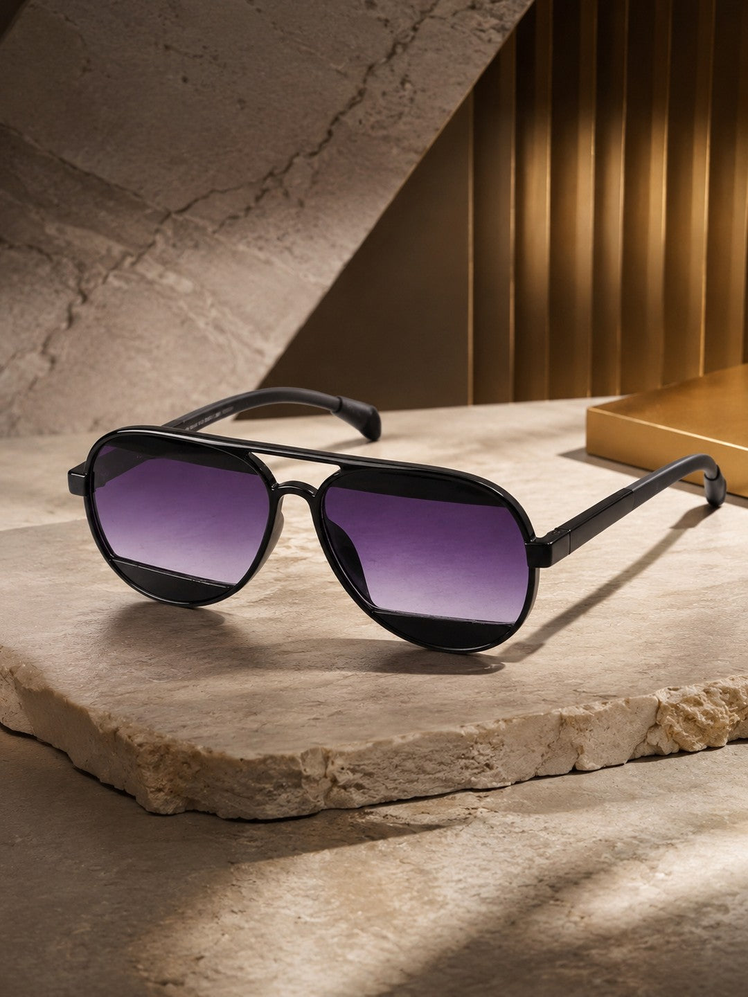 Prime Black Aviator One Size Plastic UV Sunglasses-OL123BK