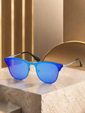 Prime Blue Browline One Size Metal UV Sunglasses-OL107BL