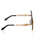 Celebrity Brown Gold-Toned Metal Rimless UV Protected  Butterfly Wing Sunglasses For Women CL121GD-BR