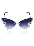 Celebrity Black Gold-Toned Metal Rimless UV Protected  Butterfly Wing Sunglasses For Women CL119GD-BK