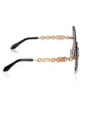 Celebrity Black Gold-Toned Metal Rimless UV Protected  Butterfly Wing Sunglasses For Women CL119GD-BK