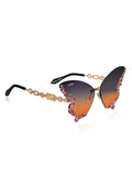 Celebrity Green Gold-Toned Metal Rimless UV Protected  Butterfly Wing Sunglasses For Women CL174GD-GR