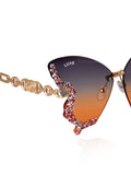 Celebrity Green Gold-Toned Metal Rimless UV Protected  Butterfly Wing Sunglasses For Women CL174GD-GR