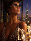 Celebrity Green Gold-Toned Metal Rimless UV Protected  Butterfly Wing Sunglasses For Women CL174GD-GR